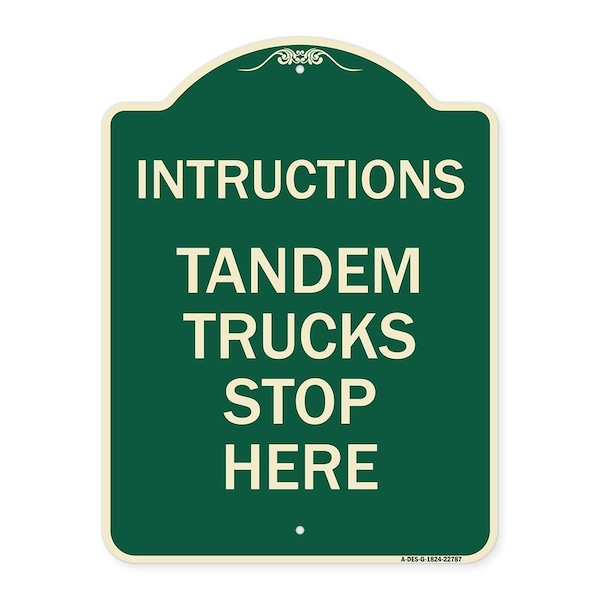 Signmission Truck Instructions Tandem Trucks Stop Here Heavy-Gauge Aluminum Sign, 24" x 18", G-1824-22787 A-DES-G-1824-22787 - main